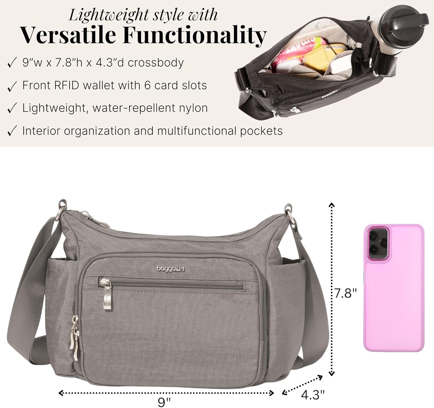 Baggallini womens Crosstown Hobo Crossbody - Image 4