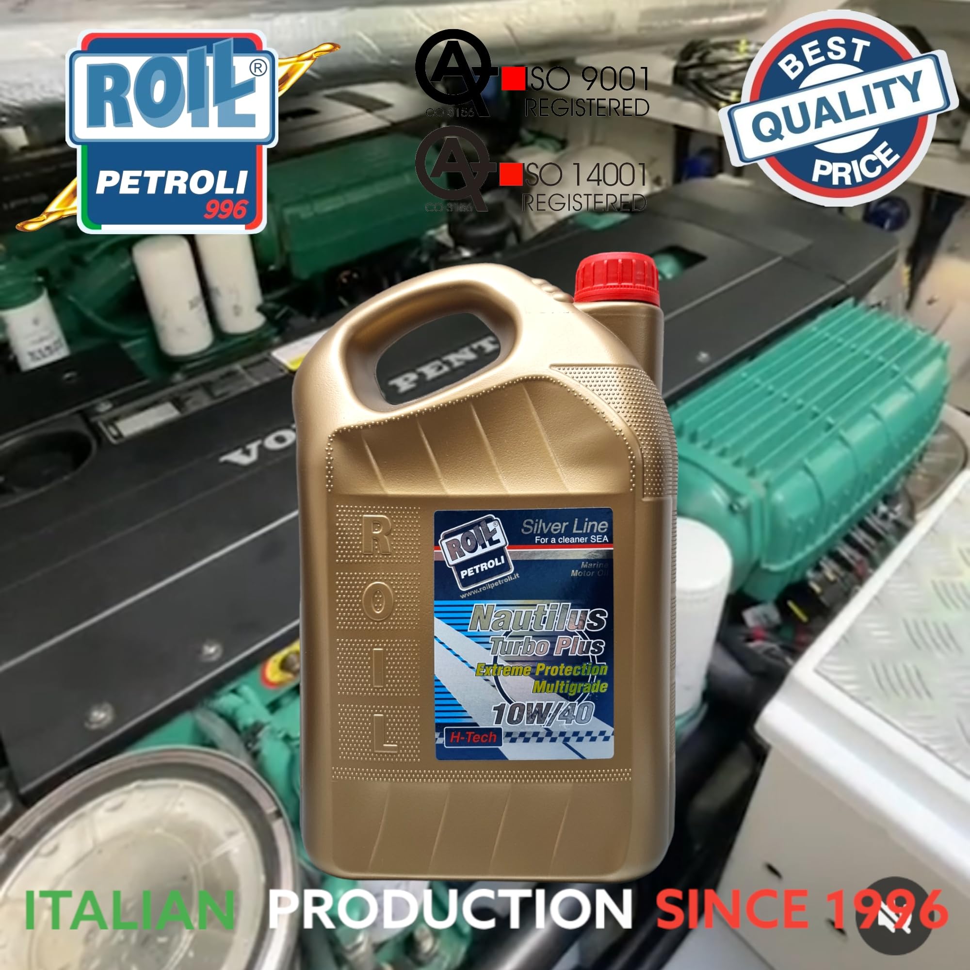 5 Litri di Roil Nautilus 10W/40 Turbo Plus VDS-3►Nuova Formula, Riduce CONSUMO di Carburante ED Olio◄ Olio per Motori NAUTICI - ACEA E7, E9