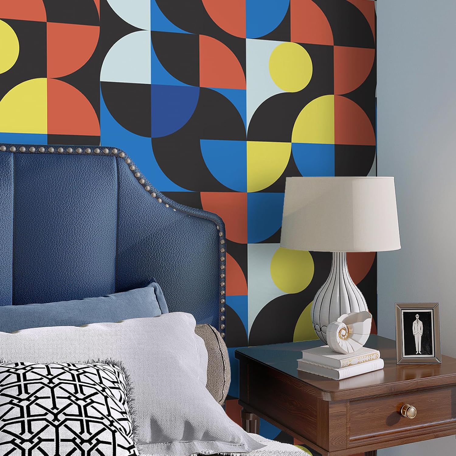 VaryPaper 17.7"x78.7" Abstract Geometric Peel and Stick Wallpaper Modern Self Adhesive Removable Wallpaper for Bathroom Waterproof Decorative Geometric Contact Paper for Walls Cabinets Drawers Shelves
