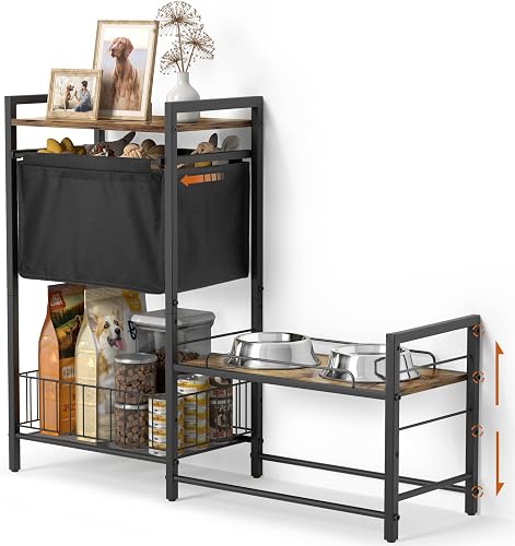 Lomivra Adjustable Elevated Dog Bowl Stand with Storage Lomivra Adjustable Elevated Dog Bowl Stand with Storage