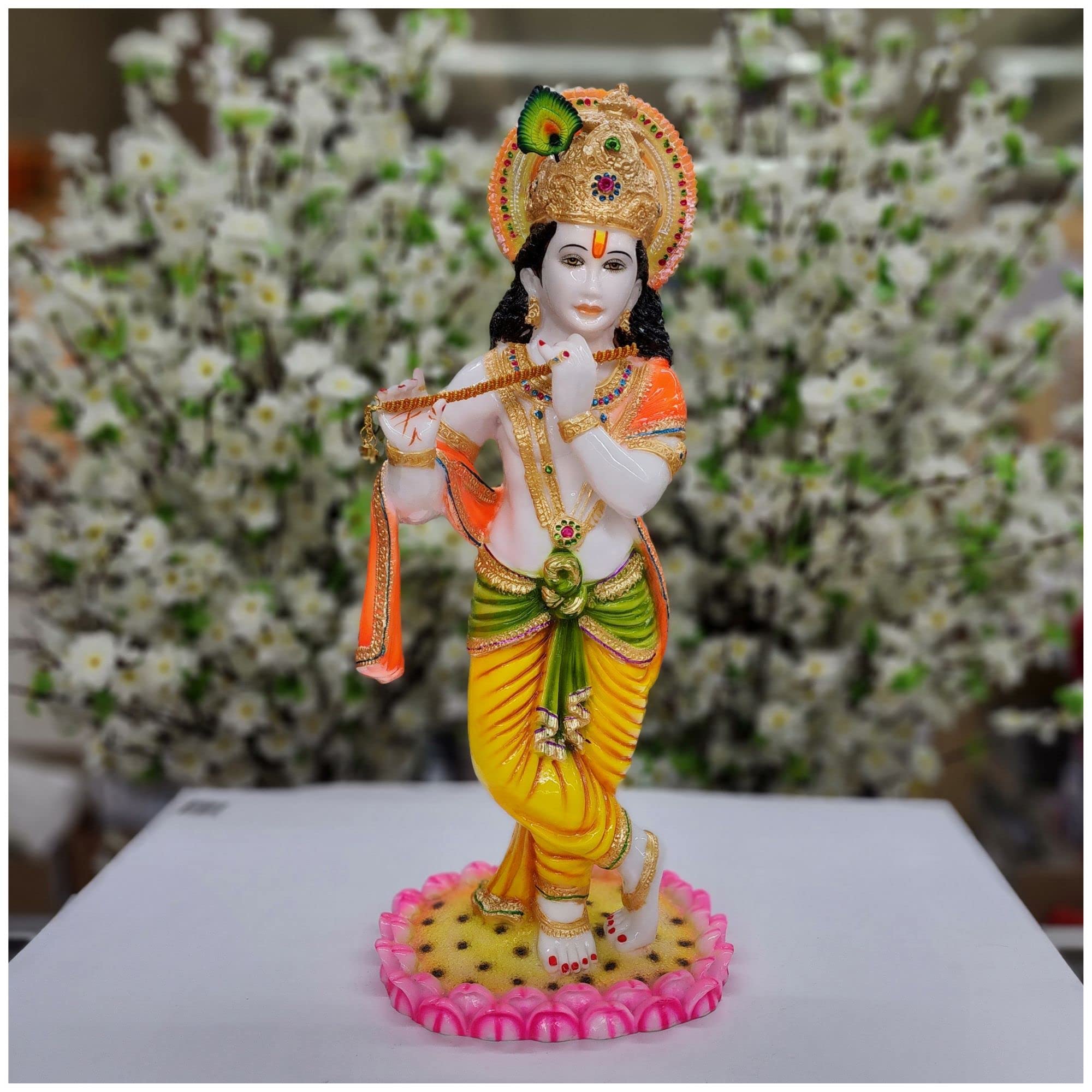 Buy AtoZ India Cart Lord Krishna Statue in Resin Standing Krishna with Murli Statue Krishna Idol