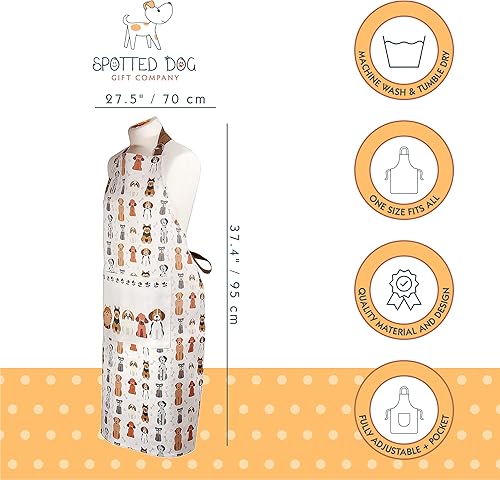 Miniatura 3 de SPOTTED DOG GIFT COMPANY Delantal para perro, delantal de cocina ajustable 100% algodón con bolsillo grande, utensilios de cocina con temática
