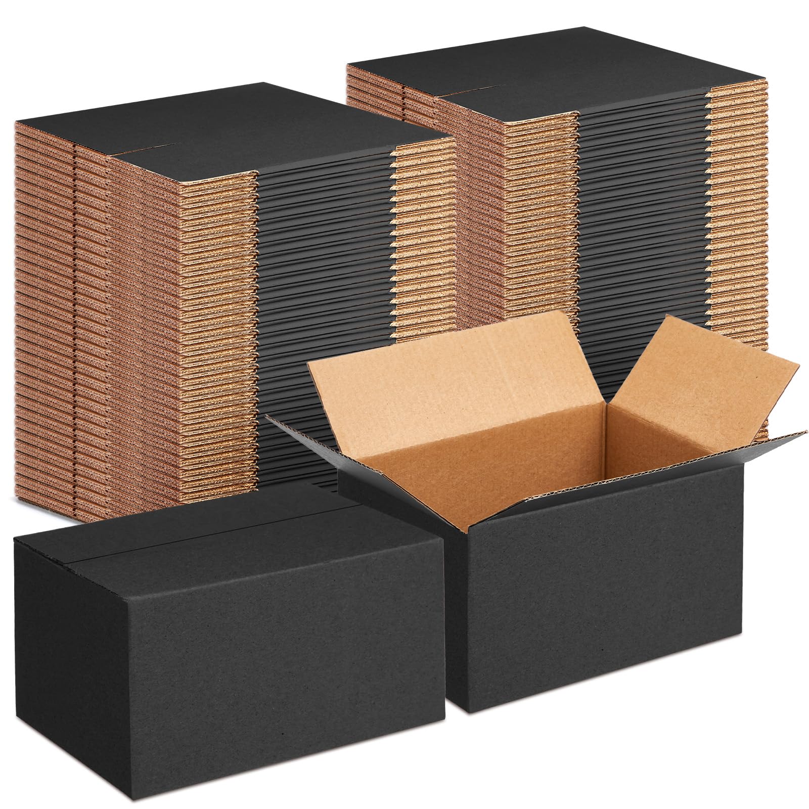 Yeaqee 72 Pcs Shipping Boxes Corrugated Cardboard Box Shipping Boxes Small Boxes Packaging Boxes Mailing Boxes for Mailing Packing Moving Small Business Storage Crafts Gifts (Black,7x5x4 Inch)