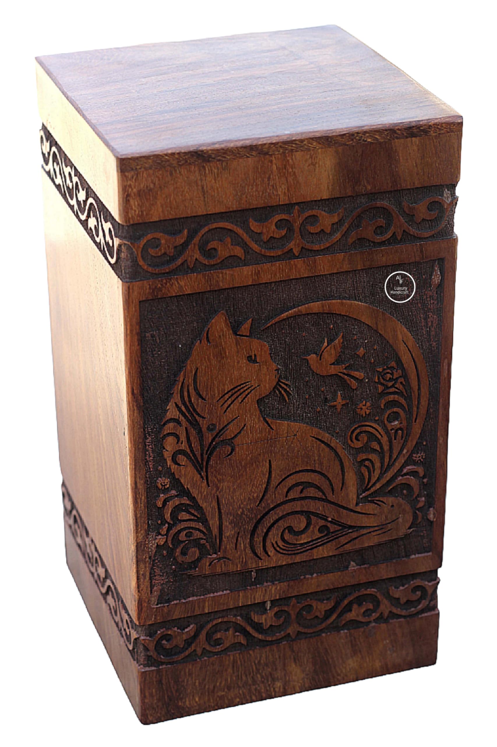 Urna grabada con diseño de gato para cenizas humanas, para adultos, hombres, mujeres o conmemorativos, mujeres, hombres, mascotas, gatos, perros, funera [caja de urna disponible en 5 tamaños
