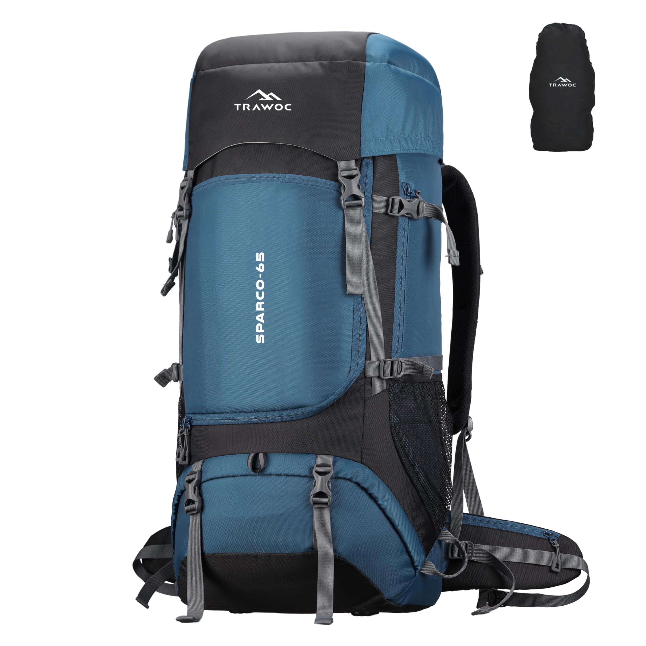 - SPARCO 65L Travel Backpack Hiking Trekking Bag Camping Rucksack for Men & Women, Rain Cover/Shoe Compartment HK009, 3 Year Warranty