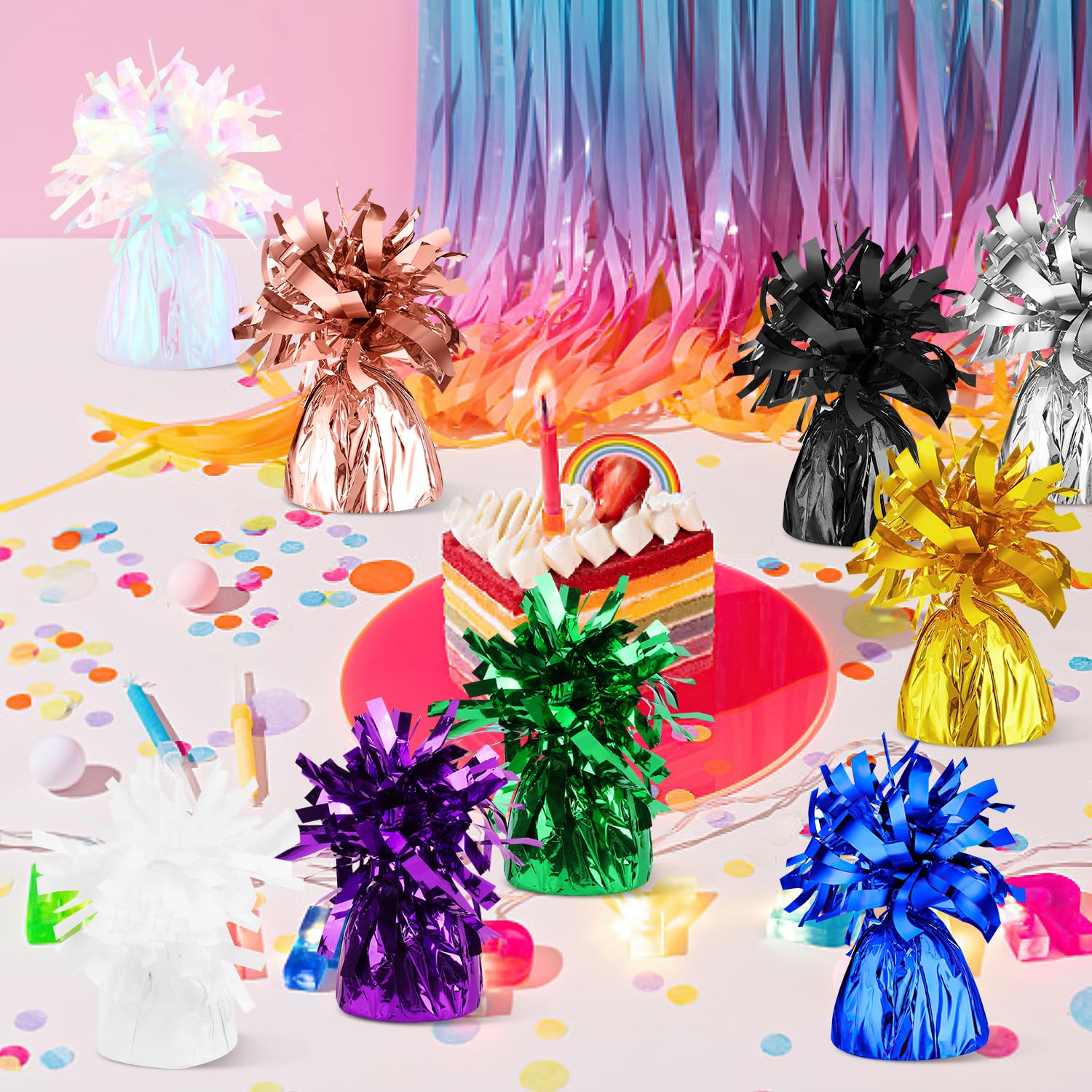 12 Pesi Per Palloncini In Lamina Verde, 170 G L'uno, Tonalità Metallica Vibrante, Per Stabilizzare Palloncini In Lattice E Mylar, Decorazioni Per Feste E Centrotavola