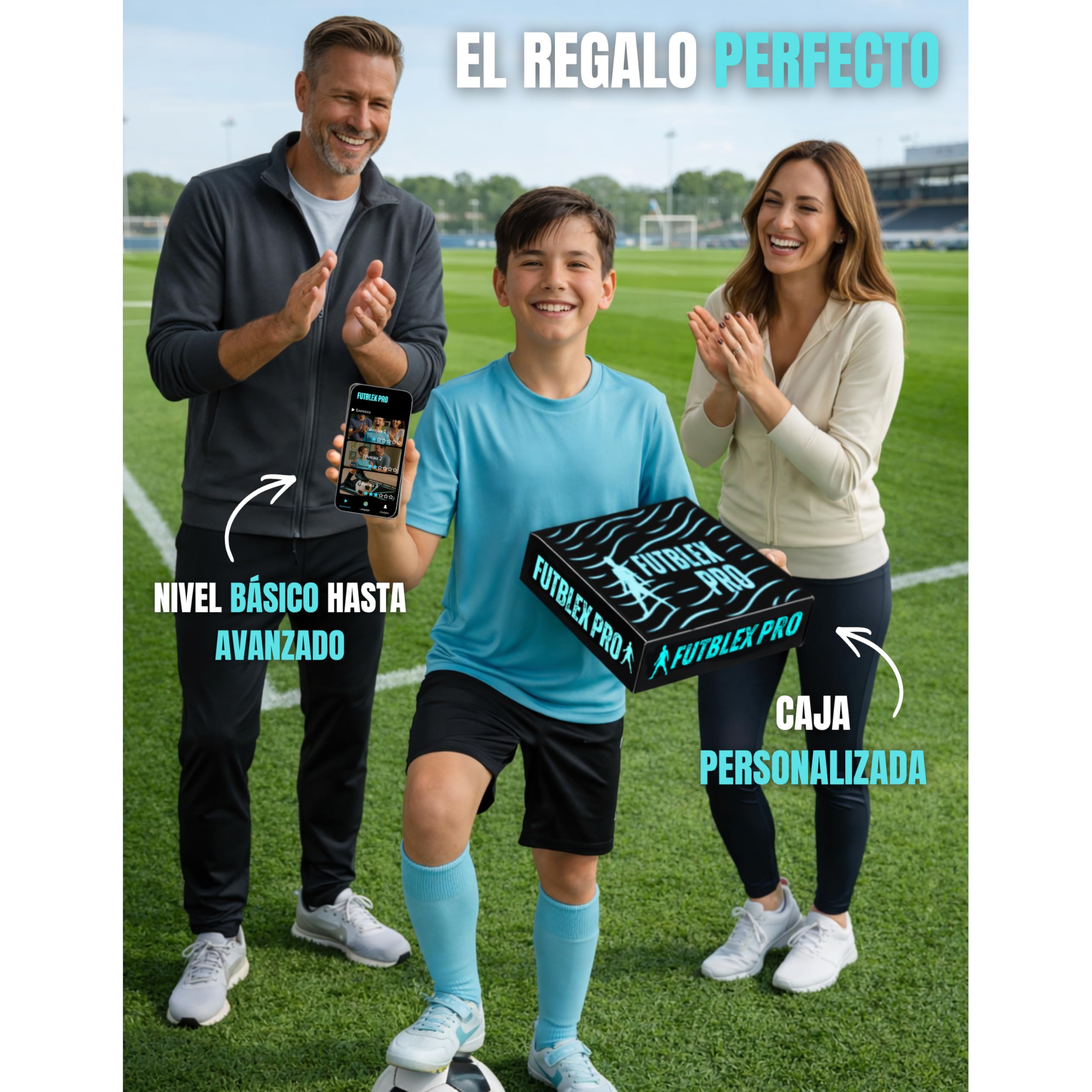 Alfombra Entrenamiento Futbol con App – Kit Completo con App para Todas Las Edades, Medias Antideslizantes, Bolsa de Transporte y Caja para Regalo