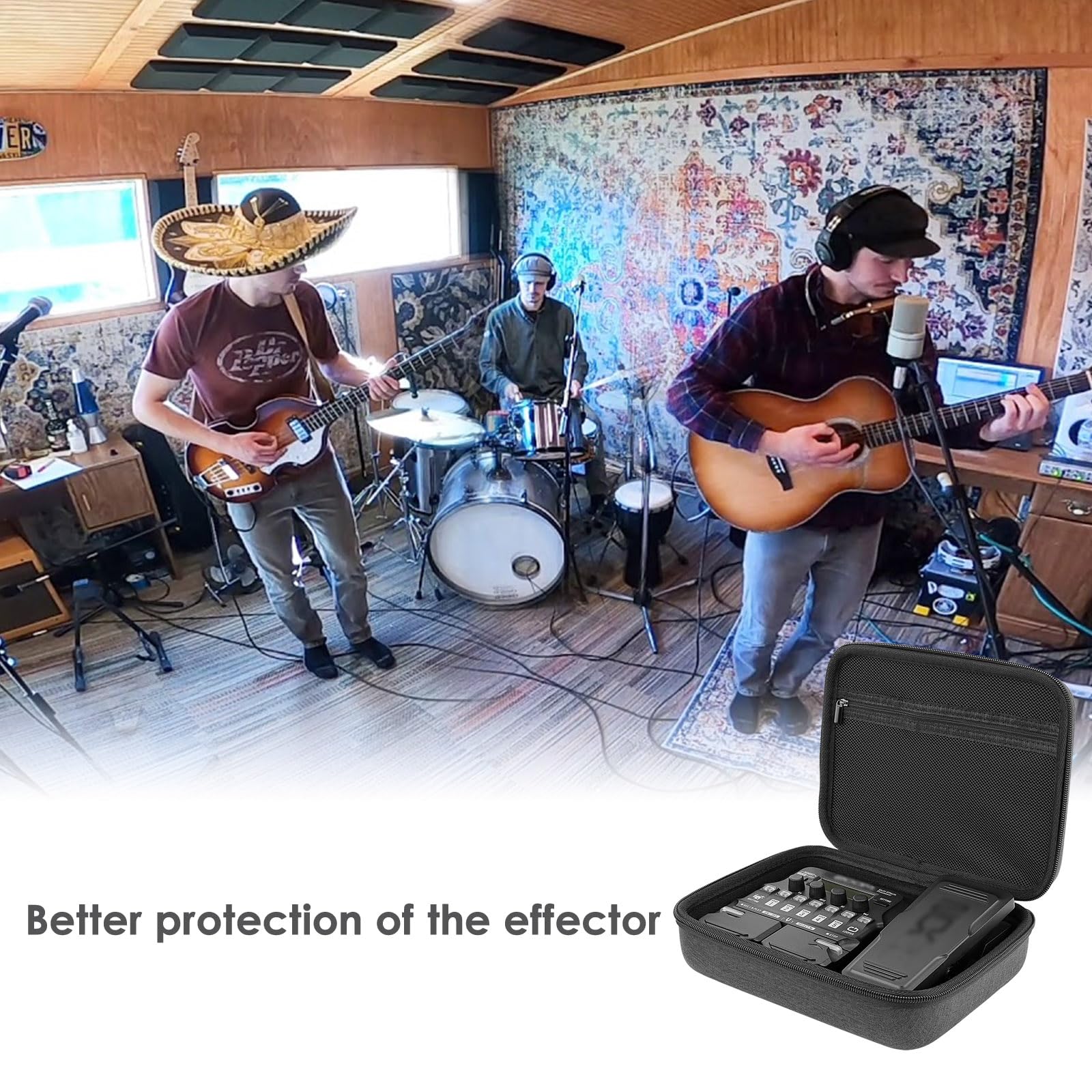 Linkidea Hartschalen-Reiseetui kompatibel mit Zoom G1X Four, B1X Four, A1X Four, Gitarren- und Bass-Multieffektprozessor (Dunkelgrau)