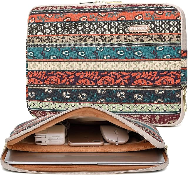 KAYOND Red Bohemia Water-resistant 15 inch Canvas laptop sleeve for 15.6 inch laptop, macbook air/pro 15.4, MacBook pro 16 (15-15.6 Inch, Red Bohemia)