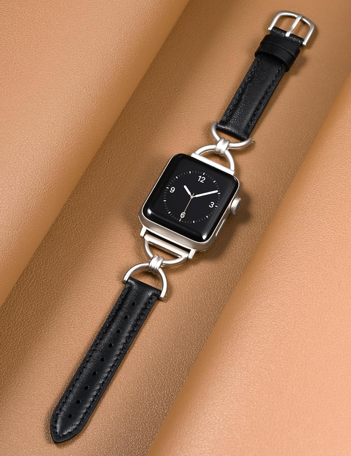 Wearlizer Leather Band Compatible with Apple Watch Bands Women 41/40/38/42/44/45/46/49mm, Dressy Fancy Slim Thin Strap with Designer D-Shape Buckle for iWatch Series 11 10 9 8 7 6 5 4 3 SE/Ultra 3 2 1 - Image 2