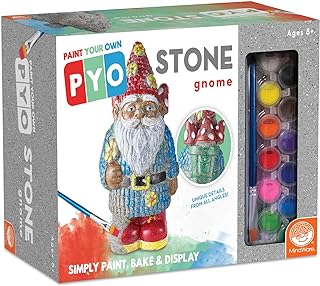 MindWare Paint Your Own Garden Stone Decor: Gnome - Includes Weather-Resistant Paint, Art Supplies, Rock and Paintbrush