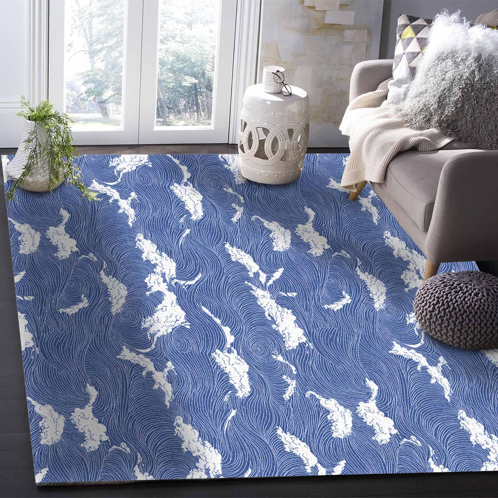 Blue Wavy Pattern Rug Blue Wavy Lines Rug