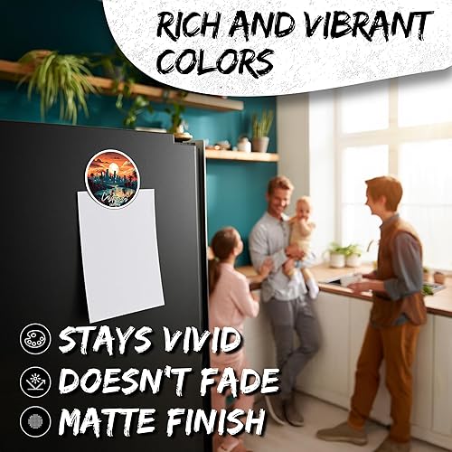 Miniatura 4 de Imán de Los Ángeles California de 4 pulgadas, paquete de 2 unidades, diseño urbano – Imanes de viaje decorativos de vinilo fuerte para nevera,