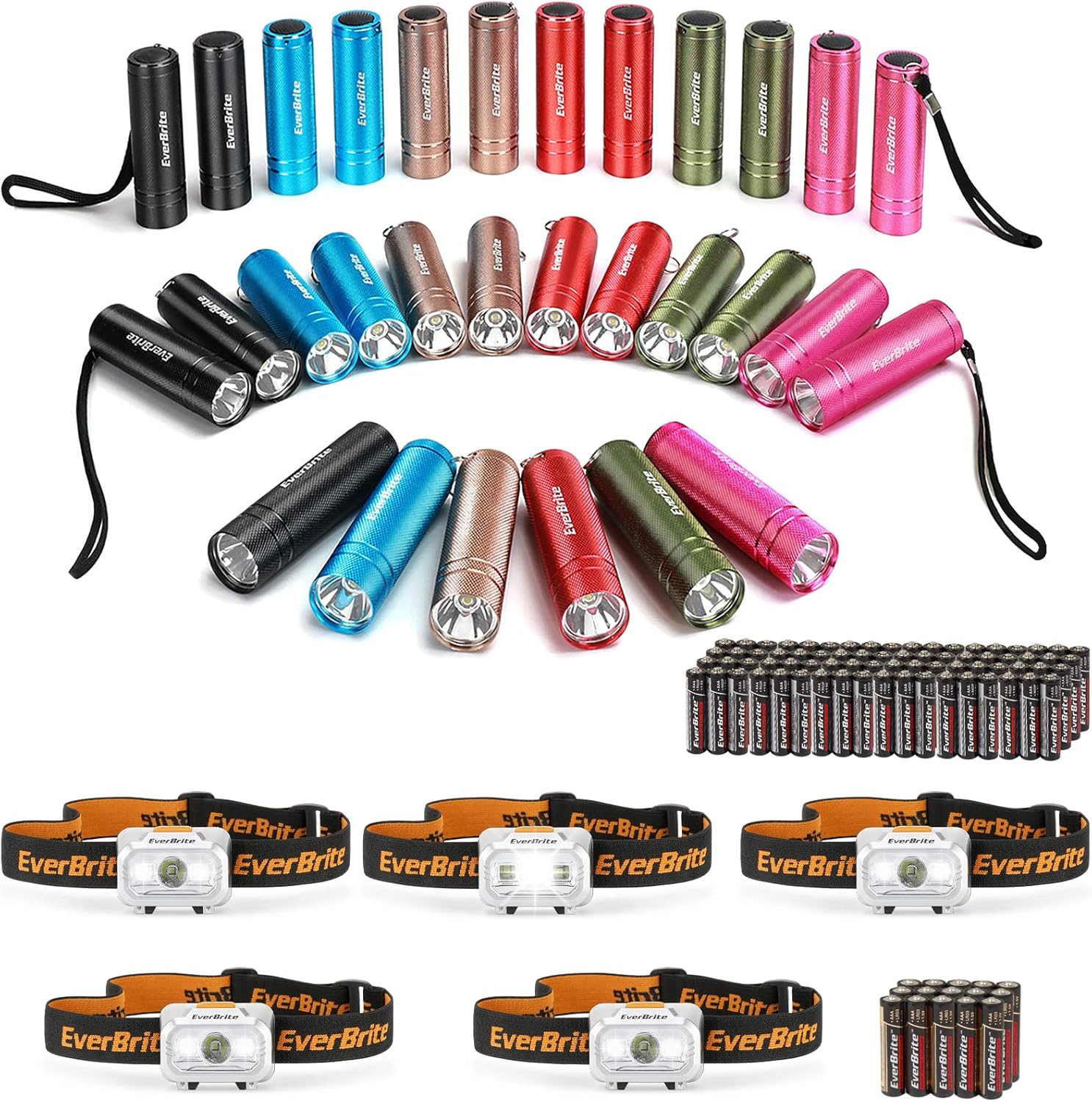 EverBrite 30-pack Mini Flashlight Set + EverBrite 5-Pack LED Headlamp