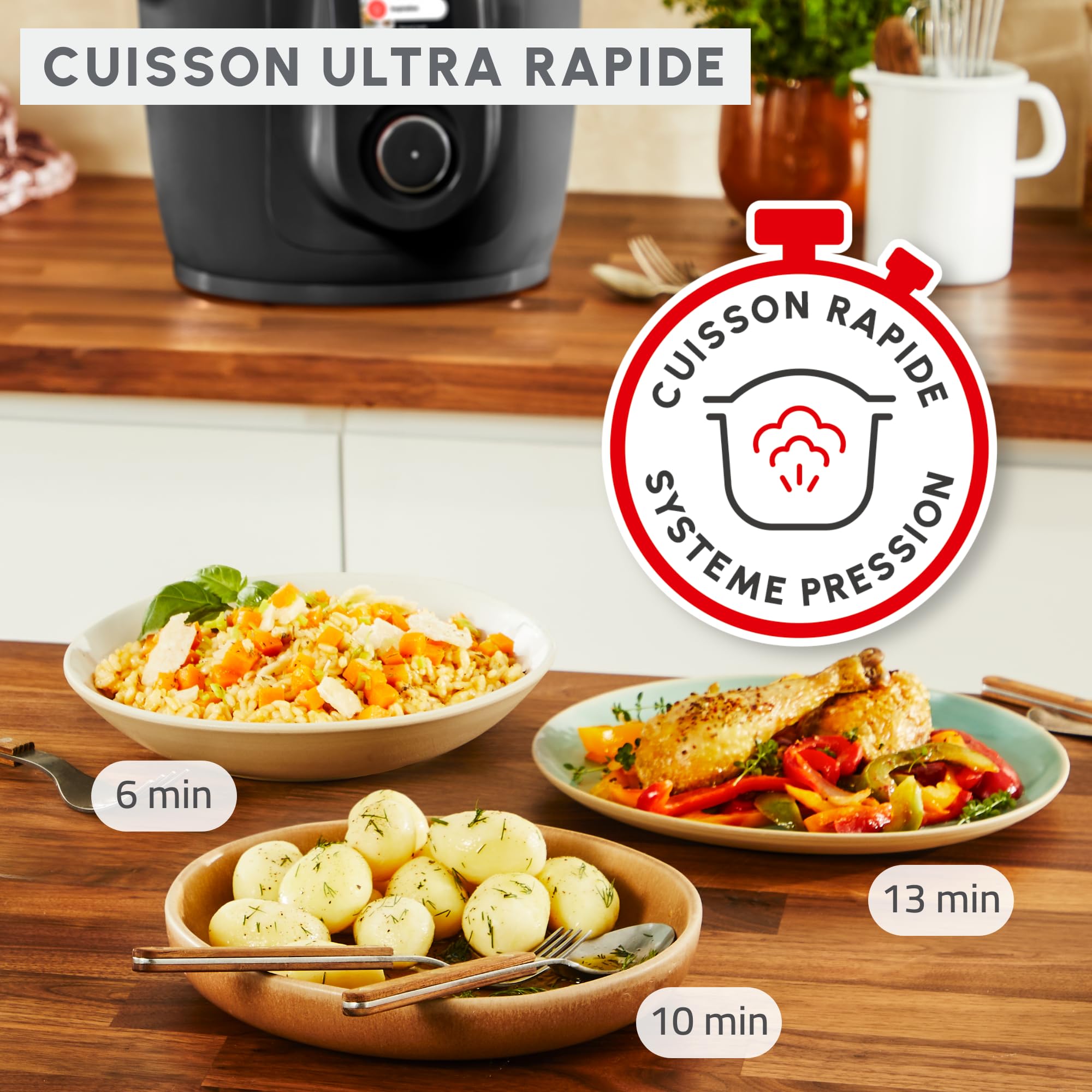 Moulinex Cookeo Wi-Fi 10 w 1, multicooker, 10 trybów gotowania, gotowanie ciśnieniowe, szczegółowe kroki, CE96G810, czarny