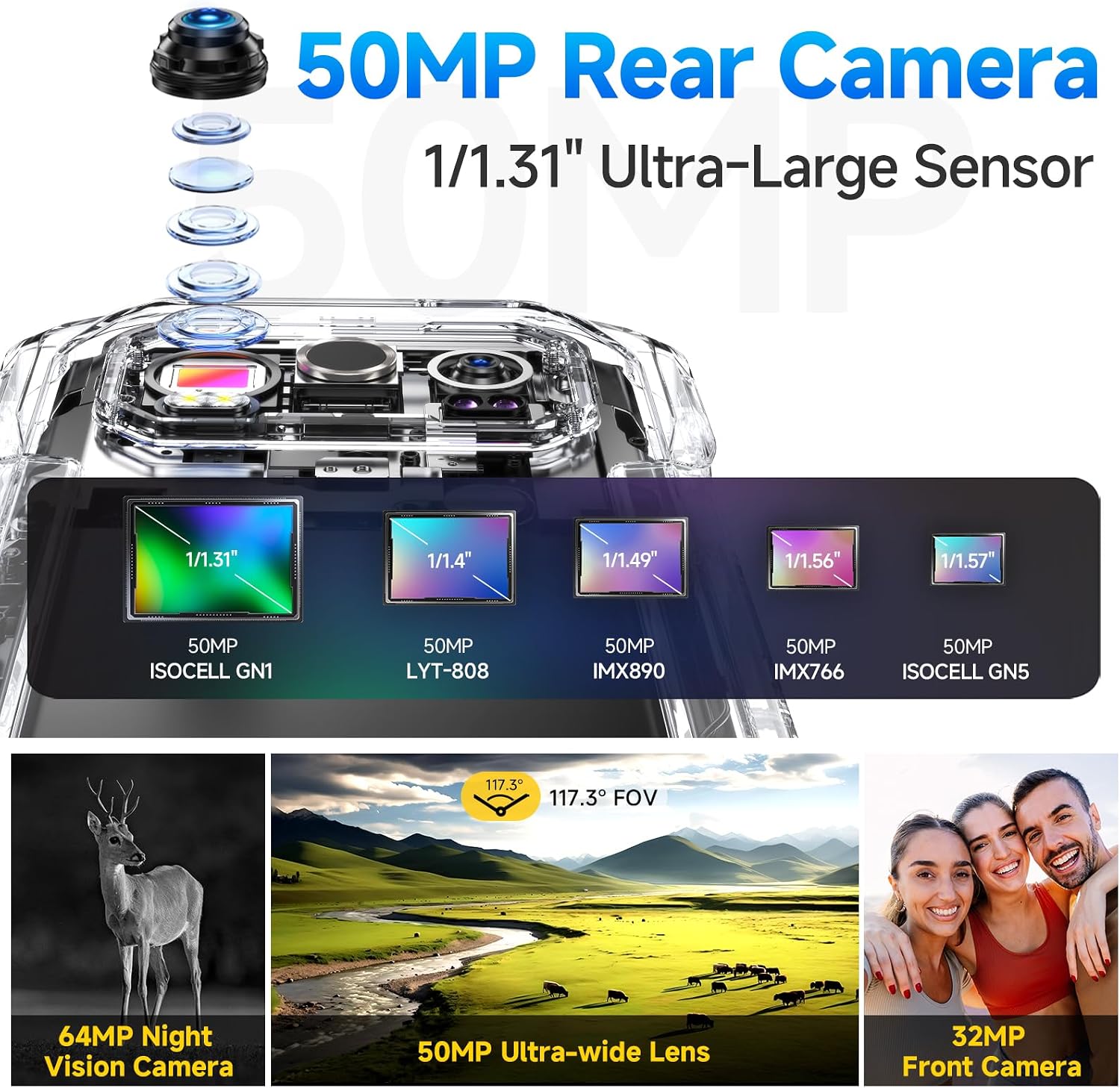 Ulefone Armor 27 Rugged Smartphone Unlocked, 64MP Night Vision & 50MP Ultra-Wide Camera for Outdoors, 32MP Front, 33W Fast & 30W Wireless Charge, Durable Cell Phone image 4