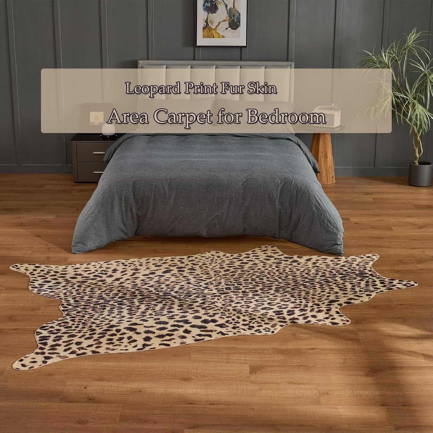 Leopard Rug,Luxury Faux Fur Leopard Print Area Rug,Animal Print Carpet Home Decor for Living Room Bedroom Large Carpet Non-Slip Brown Leopard-4.8 * 6.8FT(57 * 80inch) - Image 5
