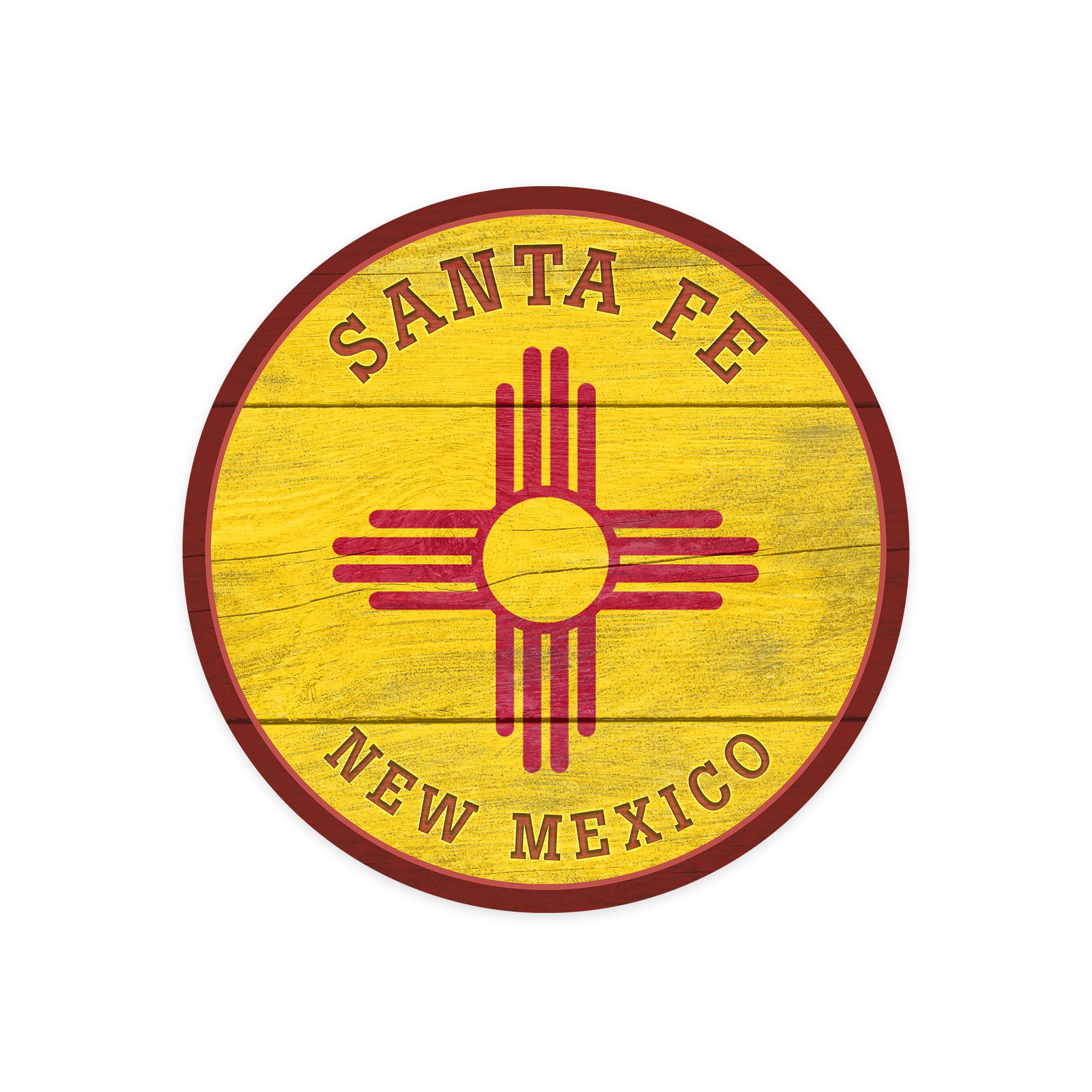 Lantern Press Sticker Santa Fe, New Mexico, Rustic New Mexico State Flag, Die Cut Vinyl, (Waterproof Decal for Cars, Water Bottles, Laptops, Coolers),