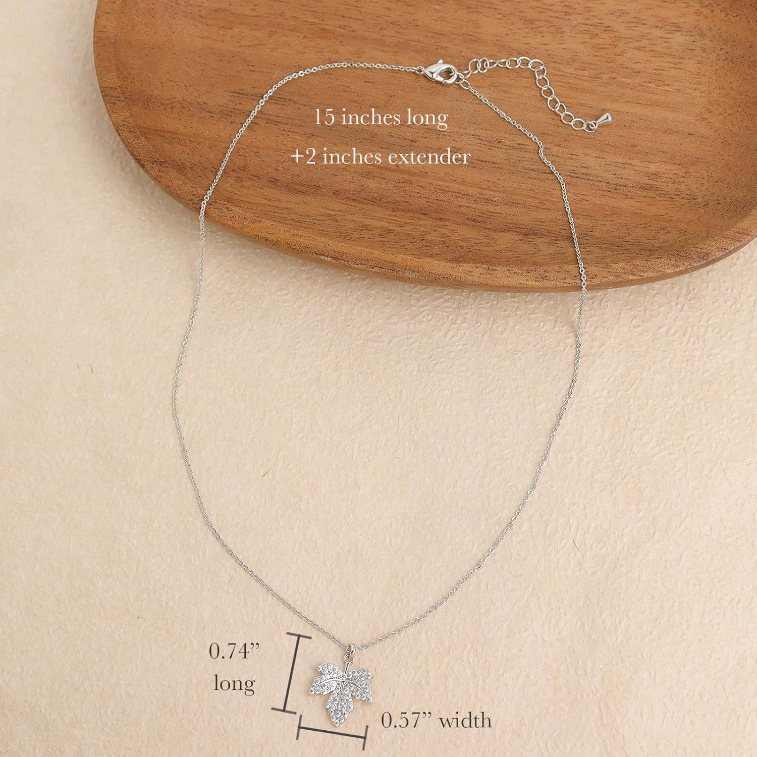 Jean Beau Gold Maple Fall Leaf Pendant Necklaces for Women, Dainty Rhinestone Dangle Necklace Wedding Prom Autumn Thanksgiving Accessories Fashion Jewelry Gifts - Image 3