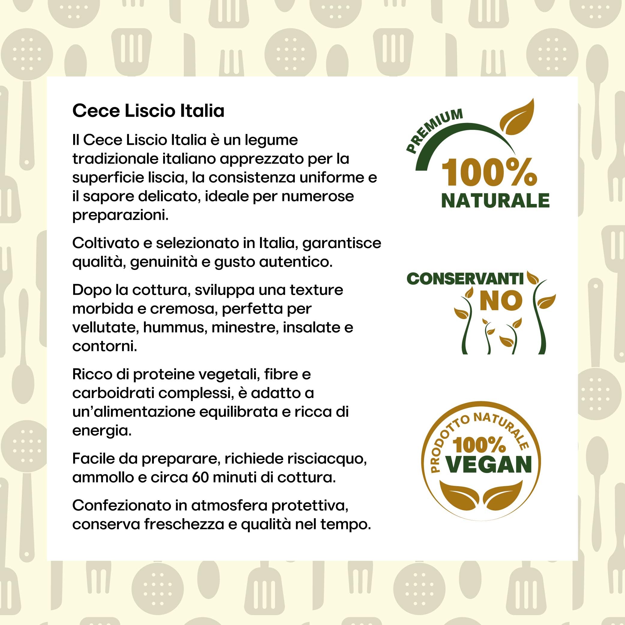 Il Contadino - Antichi Sapori | CECE LISCIO ITALIA | Legumi Secchi Italiani, Ricchi di Proteine Vegetali e Fibre, Naturali di Qualità Premium, Senza Conservanti, Confezione Salva Freschezza (20 Kg)