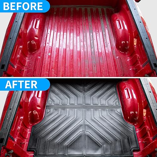 Miniatura 2 de Bomely Tapete para caja de camioneta compatible con Dodge Ram 1500 2019-2024, alfombrilla de cama de maletero TPE para todo tipo de clima, forro de