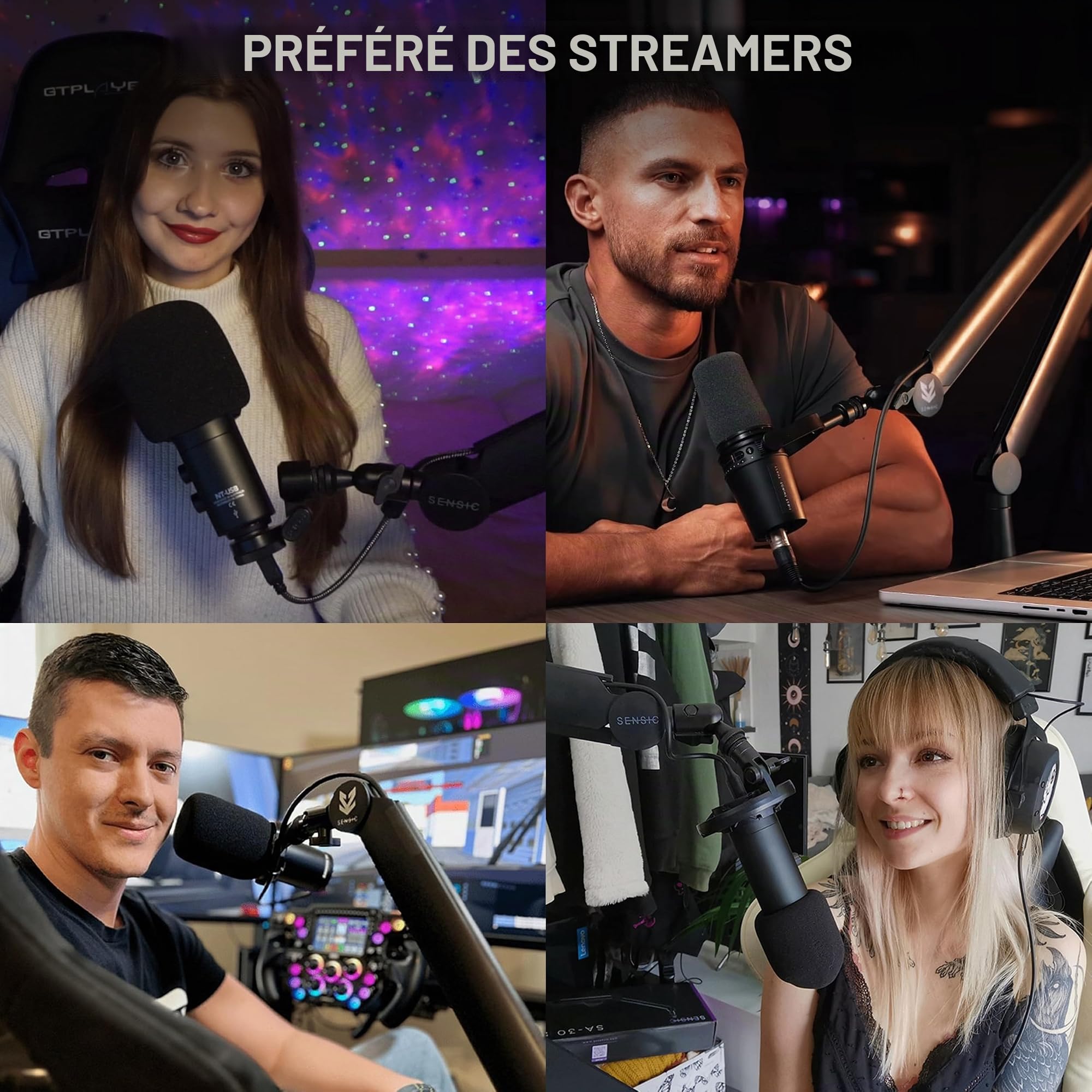 Sensic SA-30 Bras de microphone rotatif à 360° avec support de microphone de 15,2 cm, support de microphone avec adaptateurs 6,35 mm, 9,5 mm et 5/8", bras de microphone professionnel avec accessoires,