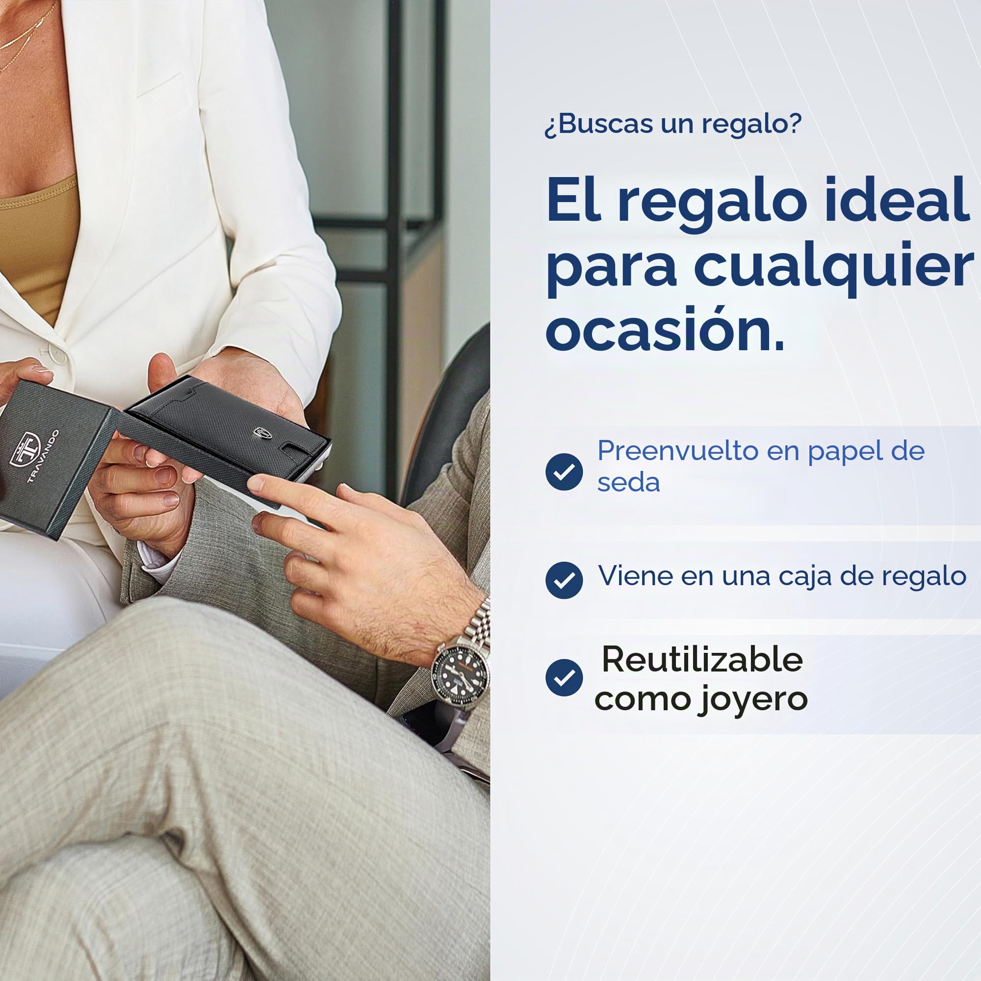 TRAVANDO AirTag* - Cartera para Hombre con Clip para Dinero, Tarjetero con Bloqueo RFID, Regalos Plegables para Hombres