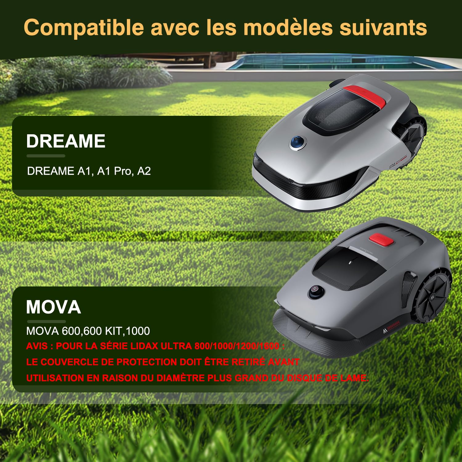 [MISE À NIVEAU] Disque de lames + 6 pièces de lames Compatibles avec DREAME | MOVA & DCK, Lame de tondeuse à gazon robotisée