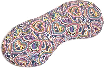 Organic eye cushion, organic fabric "psychedelic hearts" - Cooling eye pillow. The natural alternative to gel masks - Organic flax seeds