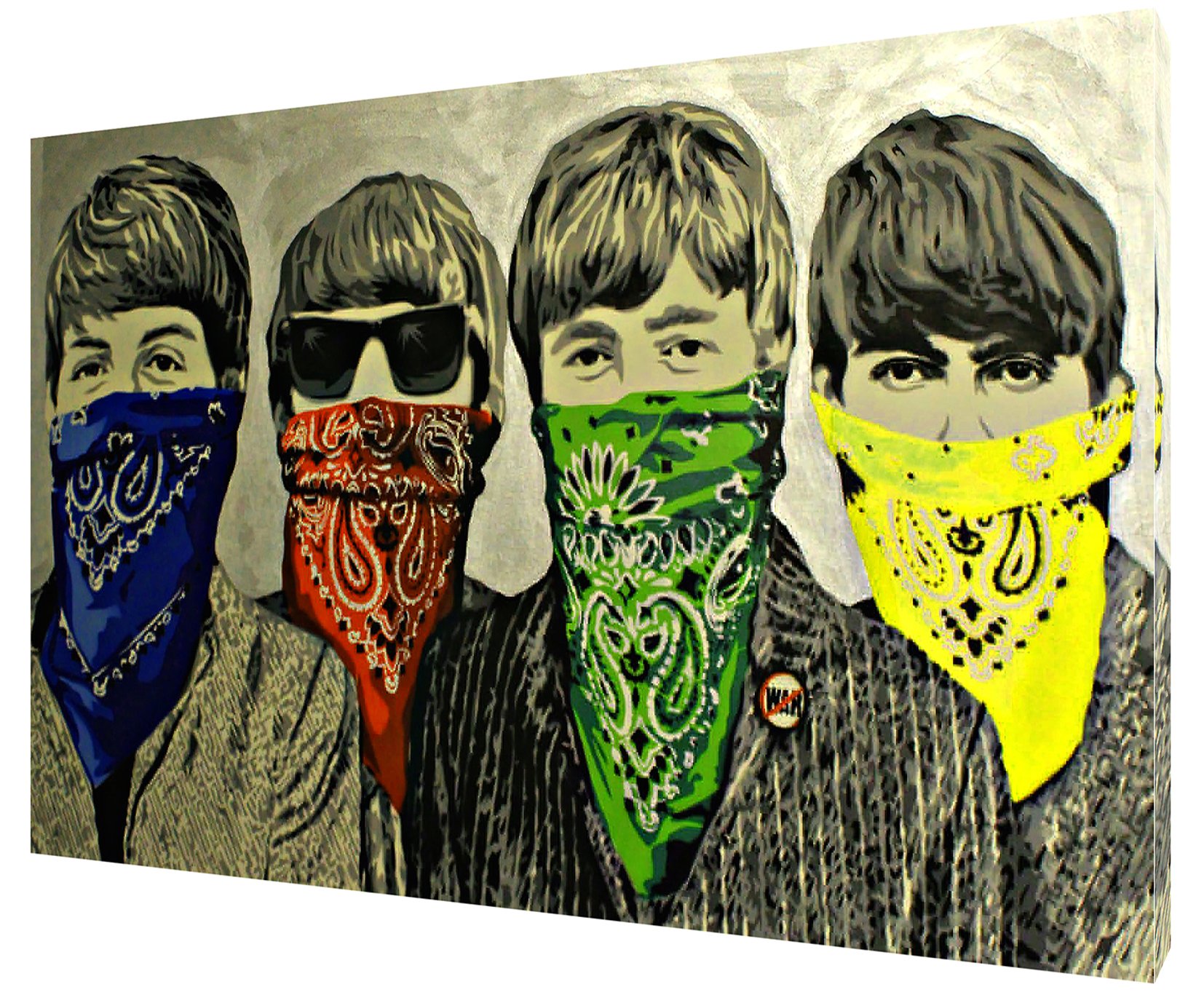 ARTSPRINTS Banksy The Beatles Bandanna Wall Art Print ON Framed Canvas 12x 8inch -38mm Depth