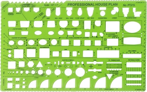 Pacific Arc Guía profesional de plantillas de plan de casa, con puertas, electrodomésticos, accesorios de fontanería