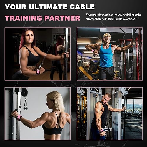 Miniatura 4 de Correas de muñeca para máquinas de cable, puños acolchados de neopreno ajustables para cables, equipo de entrenamiento de fuerza de gimnasio