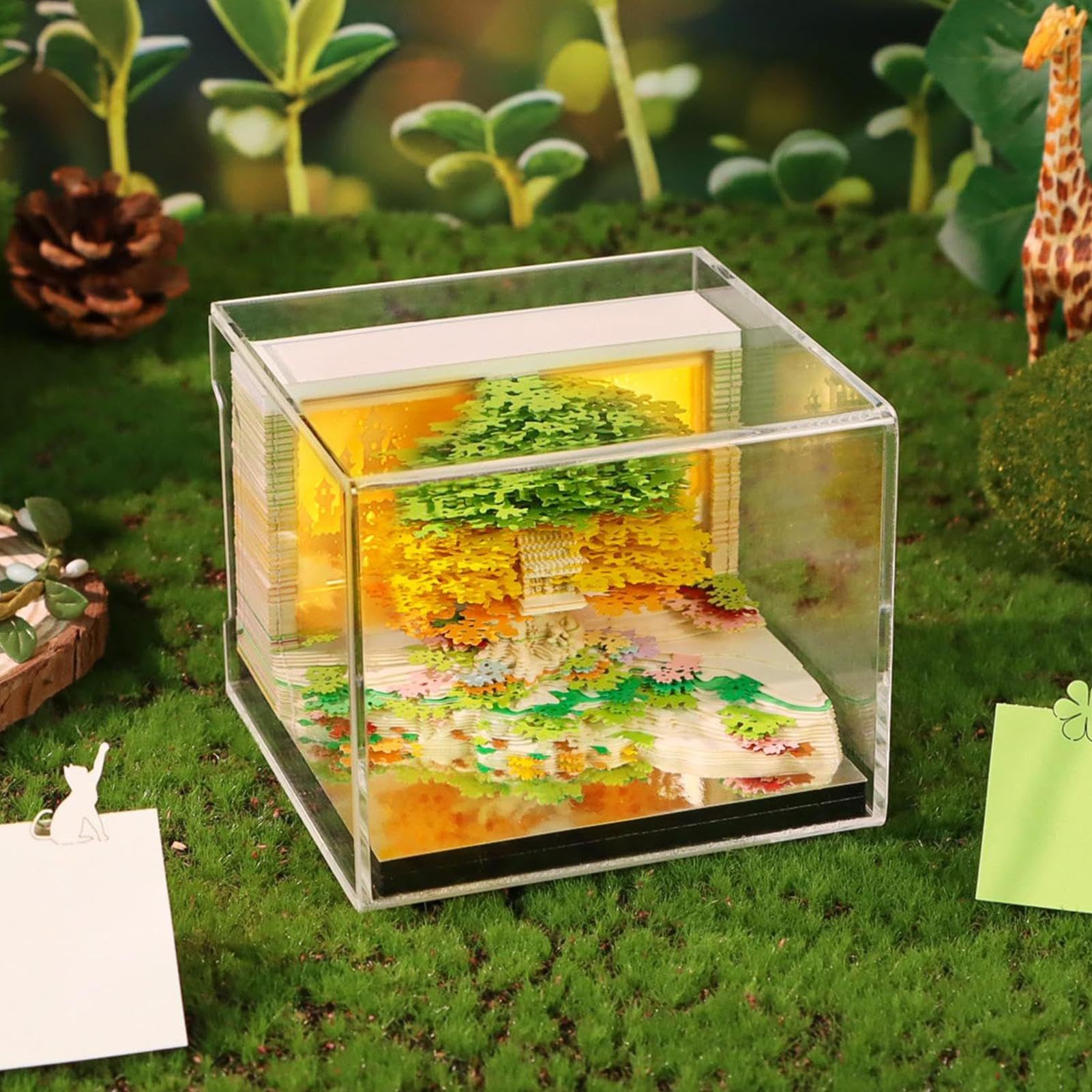 Zeitstück Kalender 3D Papier Skulptur Kalender | Abreißblock Mit Blumen Design Deko Für Schule Pendeln Klassenraum Workout Weihnachtsferien