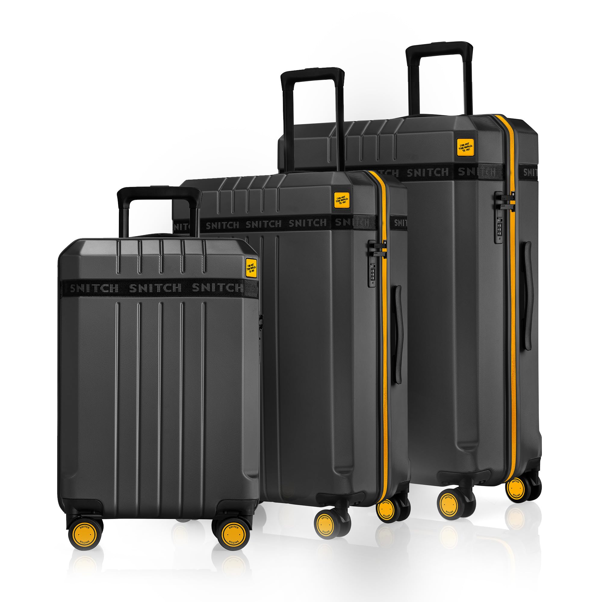 VITTO 3-Piece Set Black Polycarbonate Hard Travel Suitcase - Suitcase for Travel Set of 3 & Luggage with 8 Wheels, Premium Lock, Wet Pouch & Free Shoe Bag-image-43