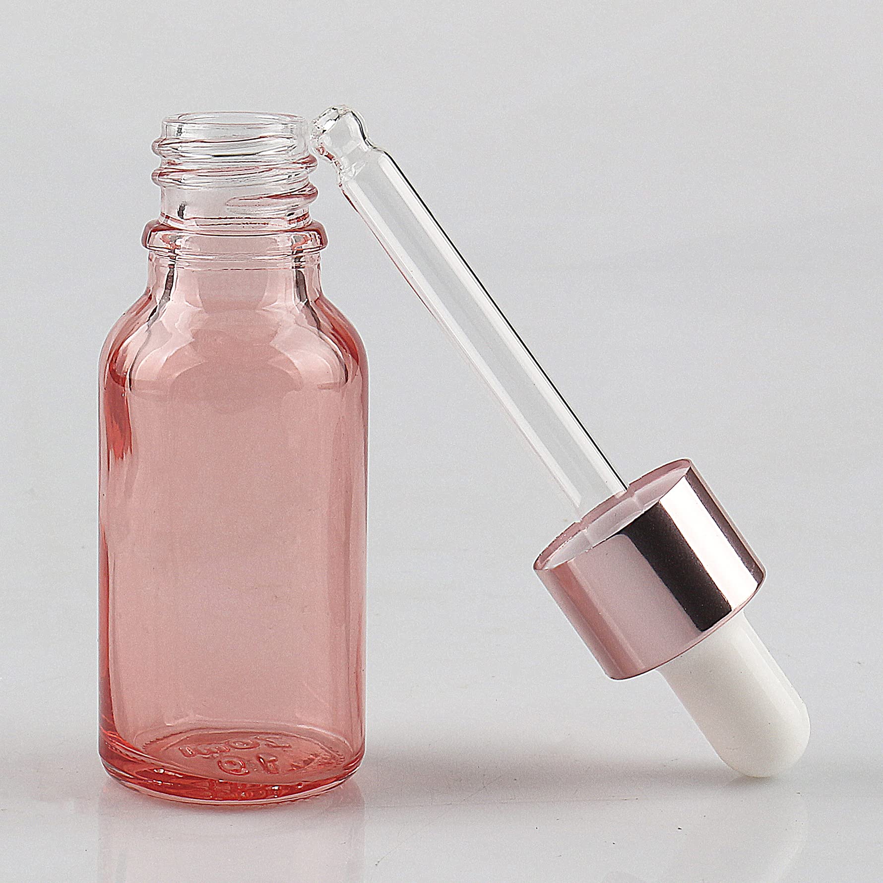 24 Pieza 30ml Rosa Botellas de Cristal con Pipeta, 30 ml Frasco Cuentagotas Cristal con Tapón de Rosca Rosa, Botella de Vidrio con Cuentagotas para Aceite Esencial Aromaterapia