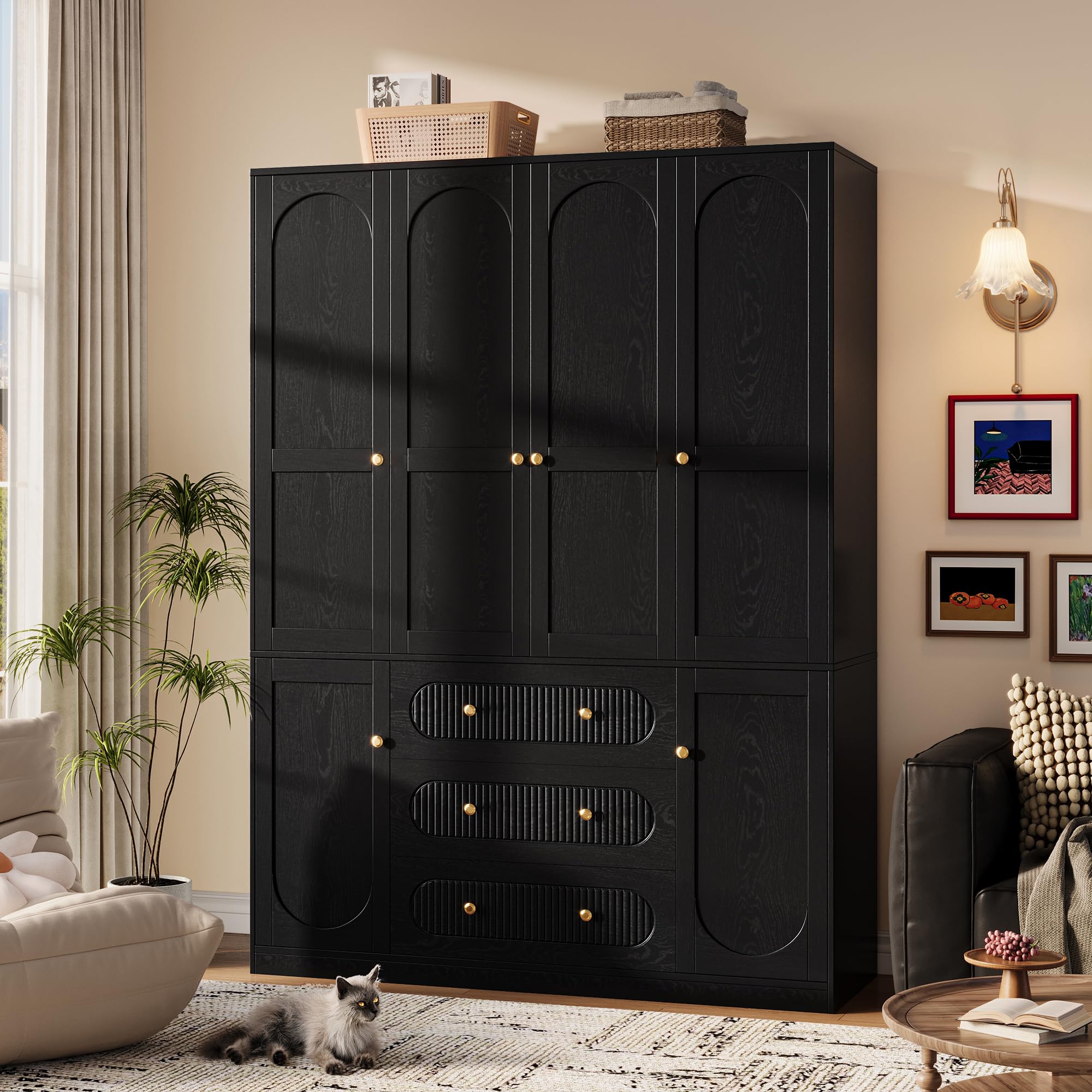 Amazon.com: TOKSOM 4 Doors Freestanding Armoire Wardrobe Closet