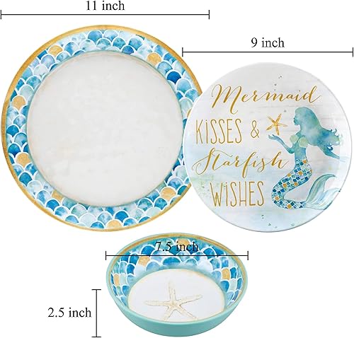 Miniatura 14 de UP ware - Juego de vajilla de melamina de cangrejo de 12 piezas, juego de platos para exteriores, juegos de platos y cuencos, servicio para 4