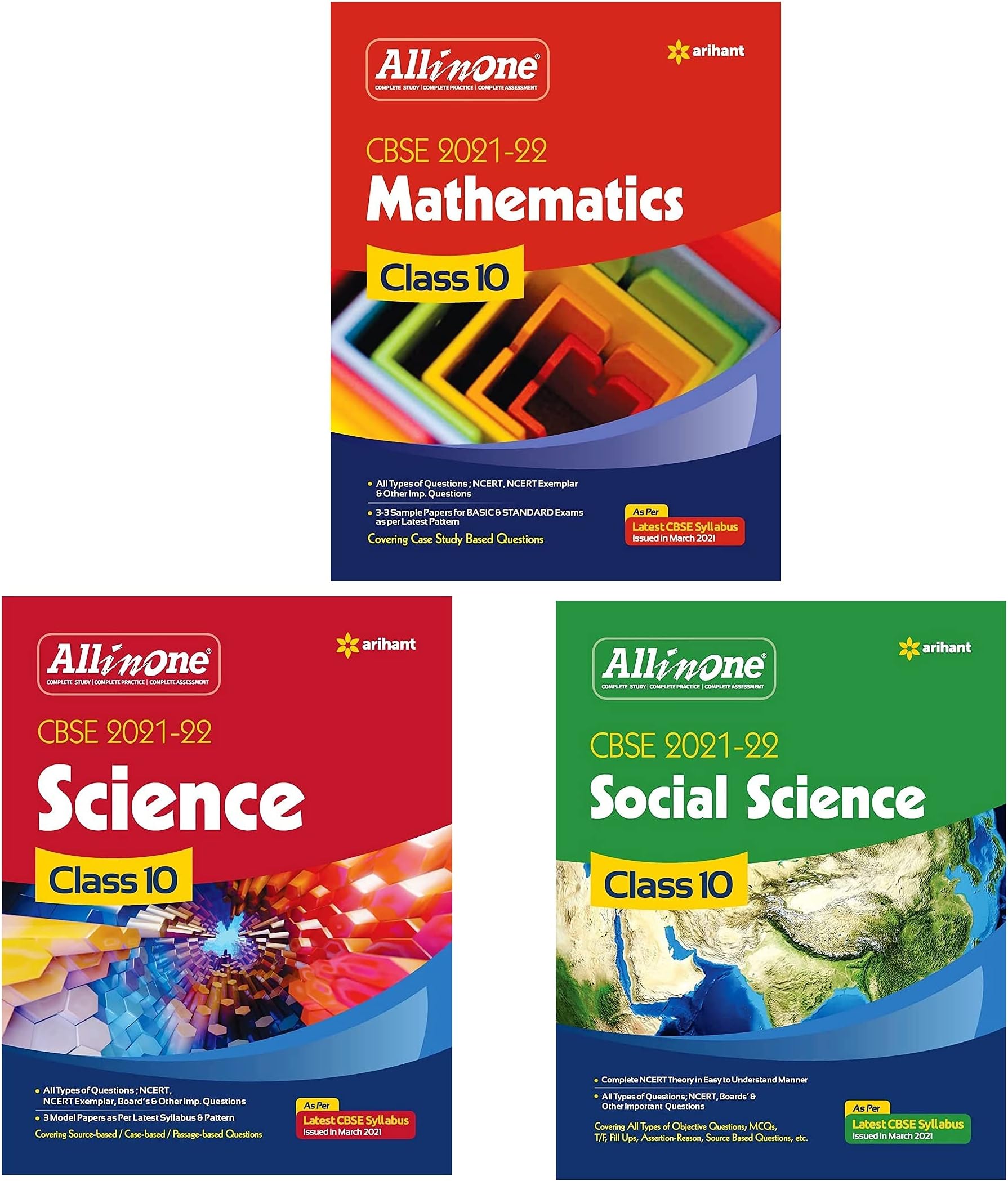 CBSE All In One CLASS X Social Science,Maths,Science SET OF 3 BOOKS FOR 2022 EXAM Paperback – 1 January 2021