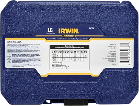 IRWIN Impact Screwdriving Bit Set, Assorted, 16 Piece (IWAF1316)