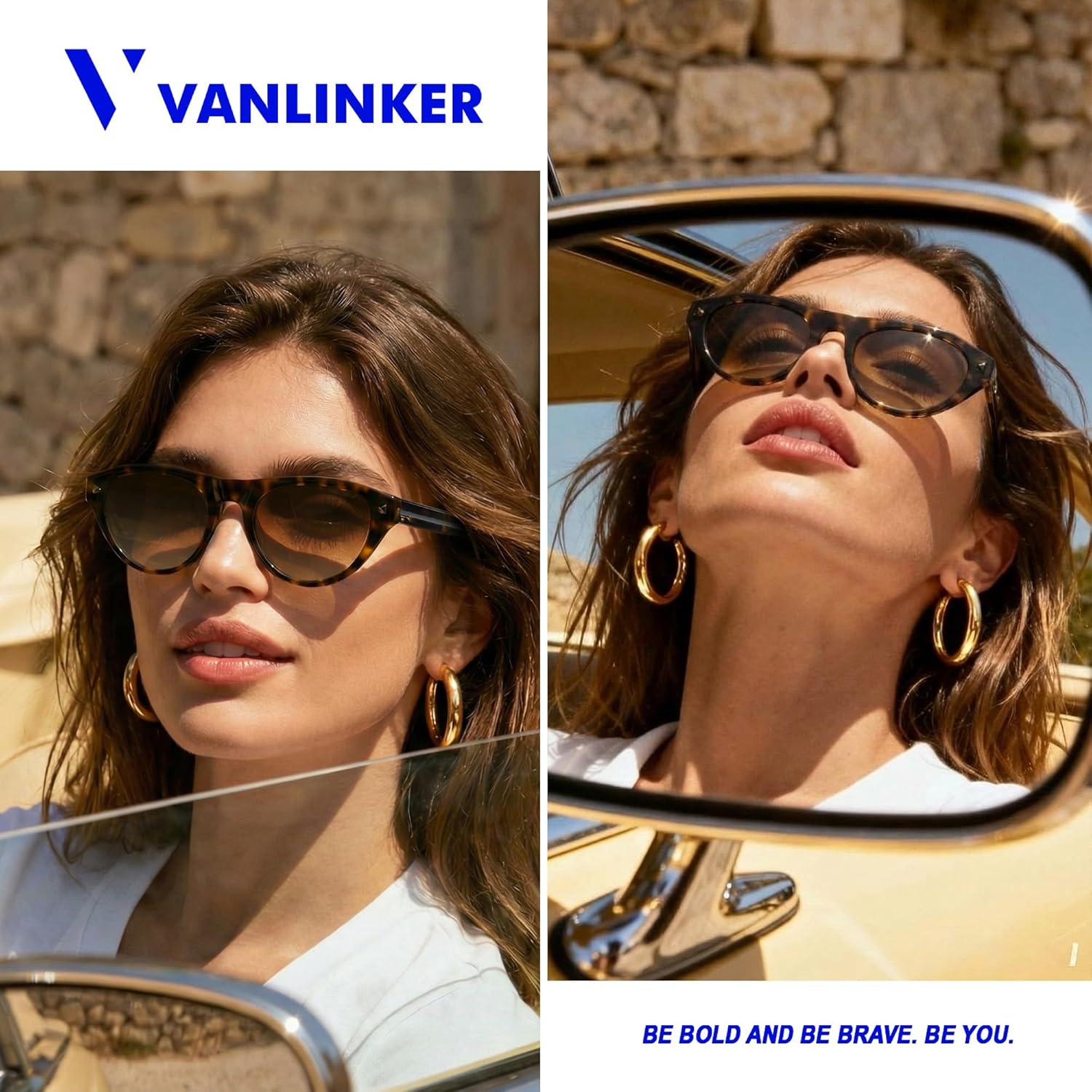 VANLINKER Retro Small Oval Sunglasses for Women Men Trendy Narrow Round Cateye Shades VL9915 - Image 2