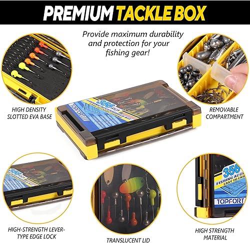 Miniatura 4 de TOPFORT 187343pcs Fishing Accessories Kit, Including Jig Hooks, Bullet Bass Casting Sinker Weights, Fishing Swivels Snaps, Sinker Slides, Fishing