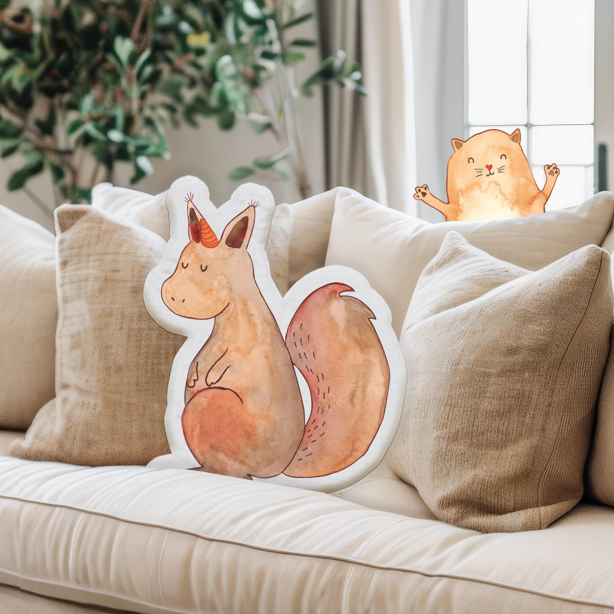 Mr. & Mrs. Panda Kuschelkissen Einhorn Glauben 35 cm - Geschenk, Unicorn, Eichhorn, Einhörner, Stofftier, Kuscheltier, plüschfigur, Zierkissen, Dekokissen, Eichhörnchen, Einhörnchen