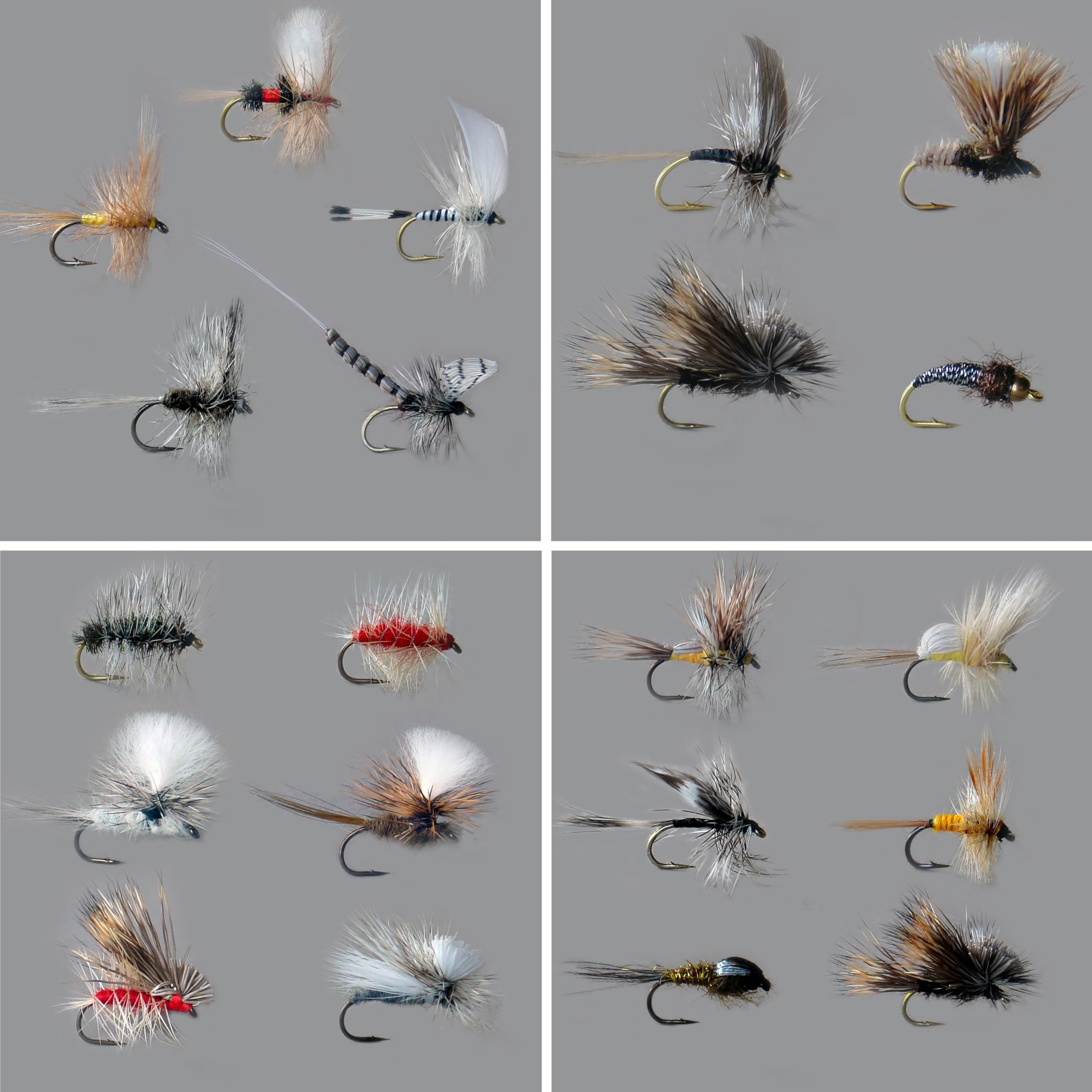 Kit de pêche à la mouche, variété de mouche sèche et humide, hameçons VMC #12 et #20, multicolore, différents motifs
