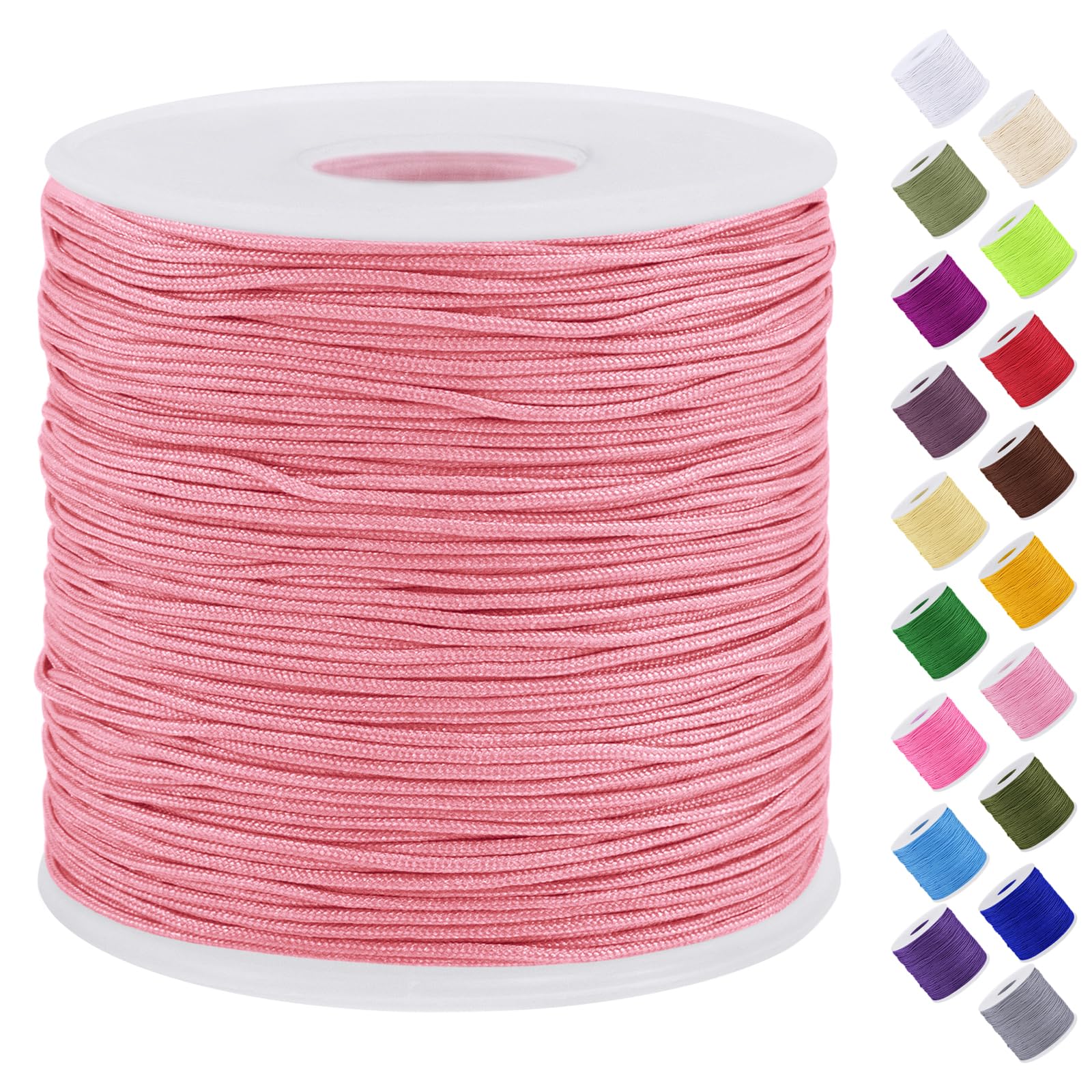 Uiopa Nylon Cord, 0.7mm x 131 Yards Nylon String for Bracelet Making, Beading Thread Bracelet Cord for Necklace, Jewellery Making, Macrame, DIY Crafts, Light Pink โ image 1