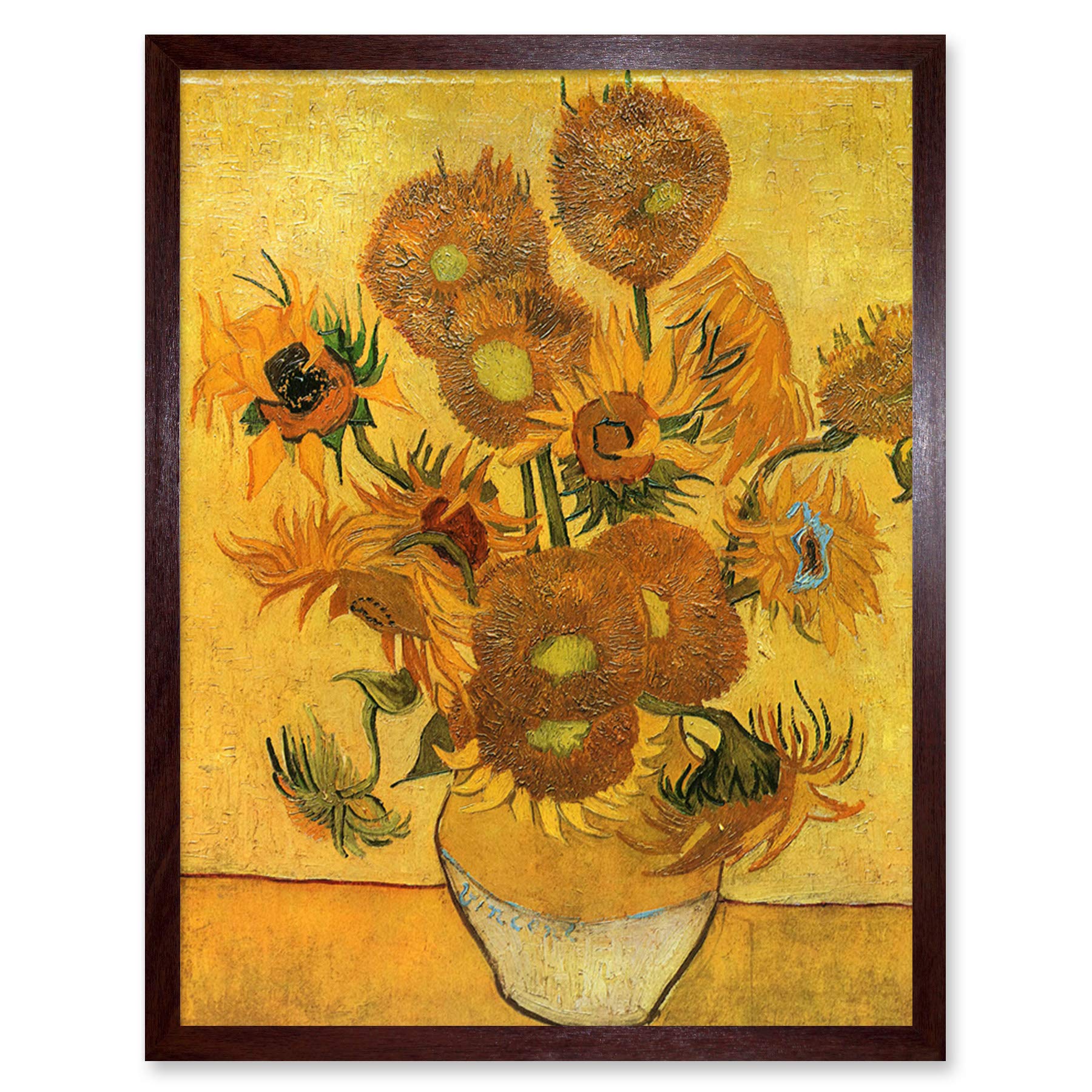 Wee Blue Coo Van Gogh Still Life Fifteen Sunflowers Vase Art Print Framed Poster Wall Decor 12x16 inch