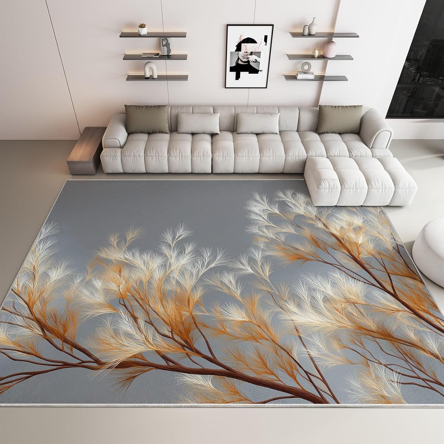 Tapis 150x240 cm lavable en machine moquette salon chambre paysage d'automne
