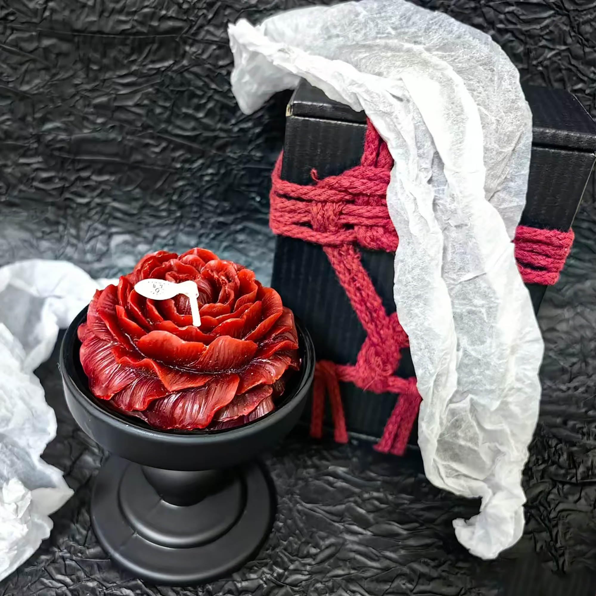 4 Pcs Low Temperature Candles Wine Red Peony Flower Shaped Scented Candles Adult Low Heat Body Safe Candles Wax Play for Couples Date Night