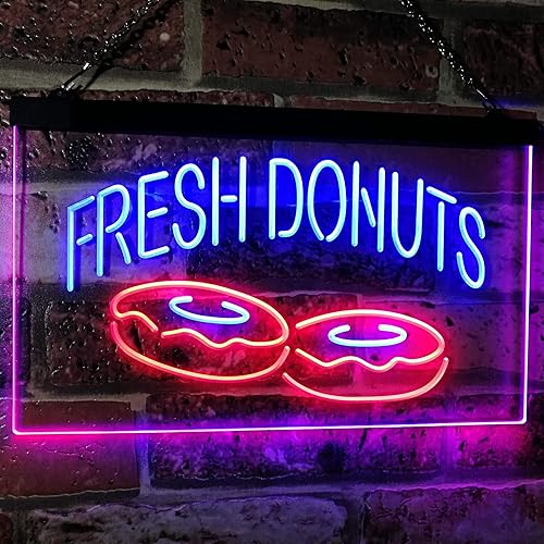 Miniatura 2 de Fresh Donuts - Letrero de neón LED de doble color, azul y rojo, 16 x 12 pulgadas, st6s43-i2072-br