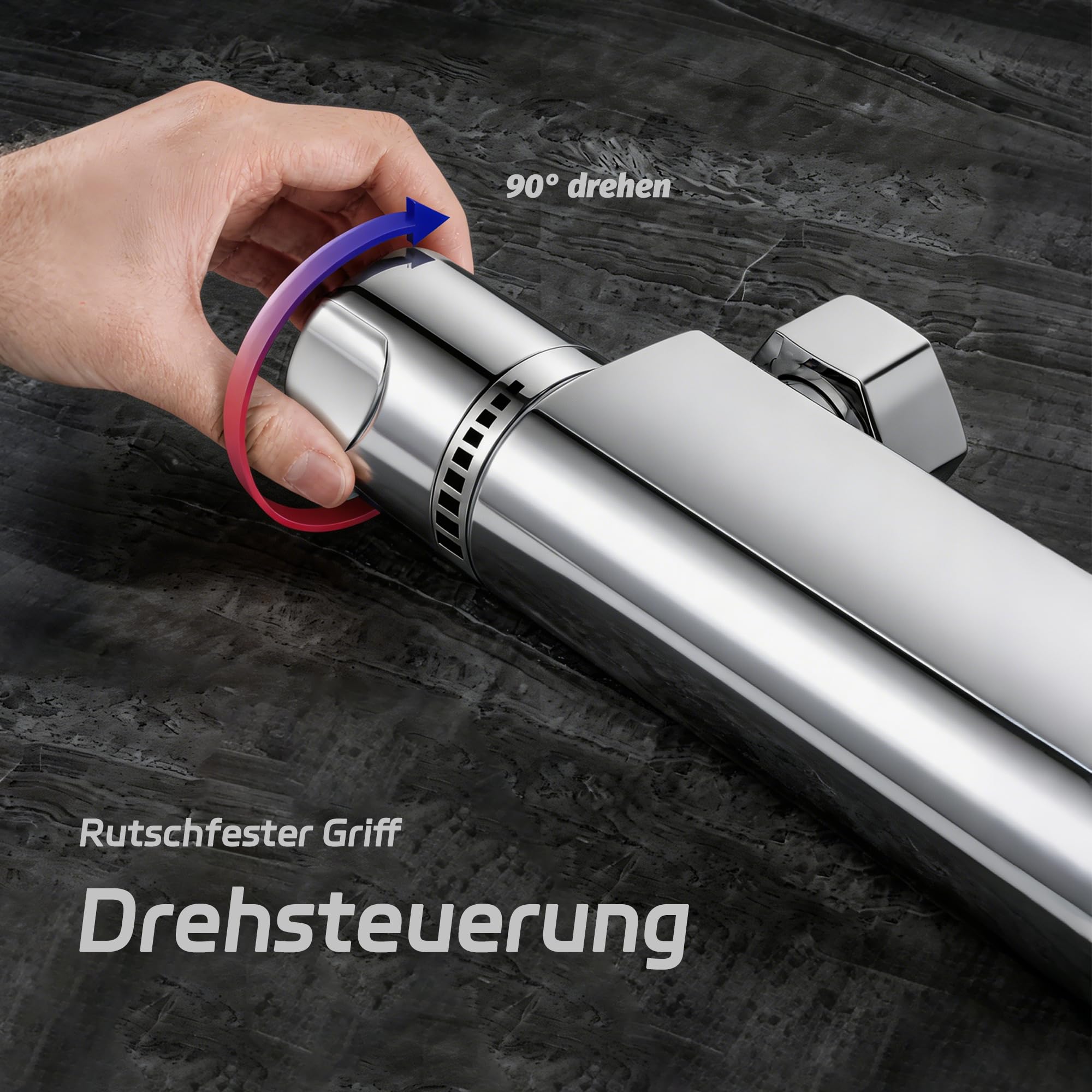 Duscharmatur mit thermostat,Mischbatterie mit Verbrühschutz bei 38℃,Duscharmaturen mit Thermostat hält Temperatur konstant,Chrom