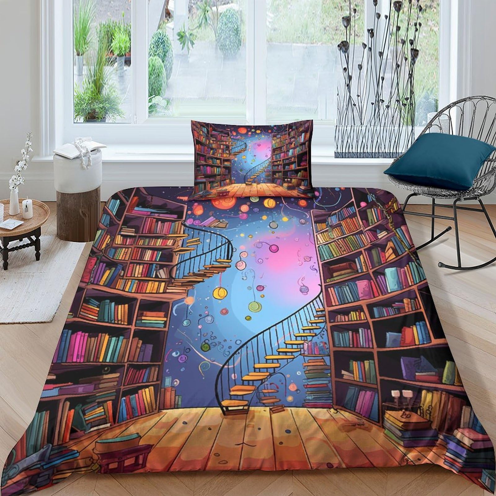 Housse de couette bibliothèque 3D pour créer un coin lecture cocooning